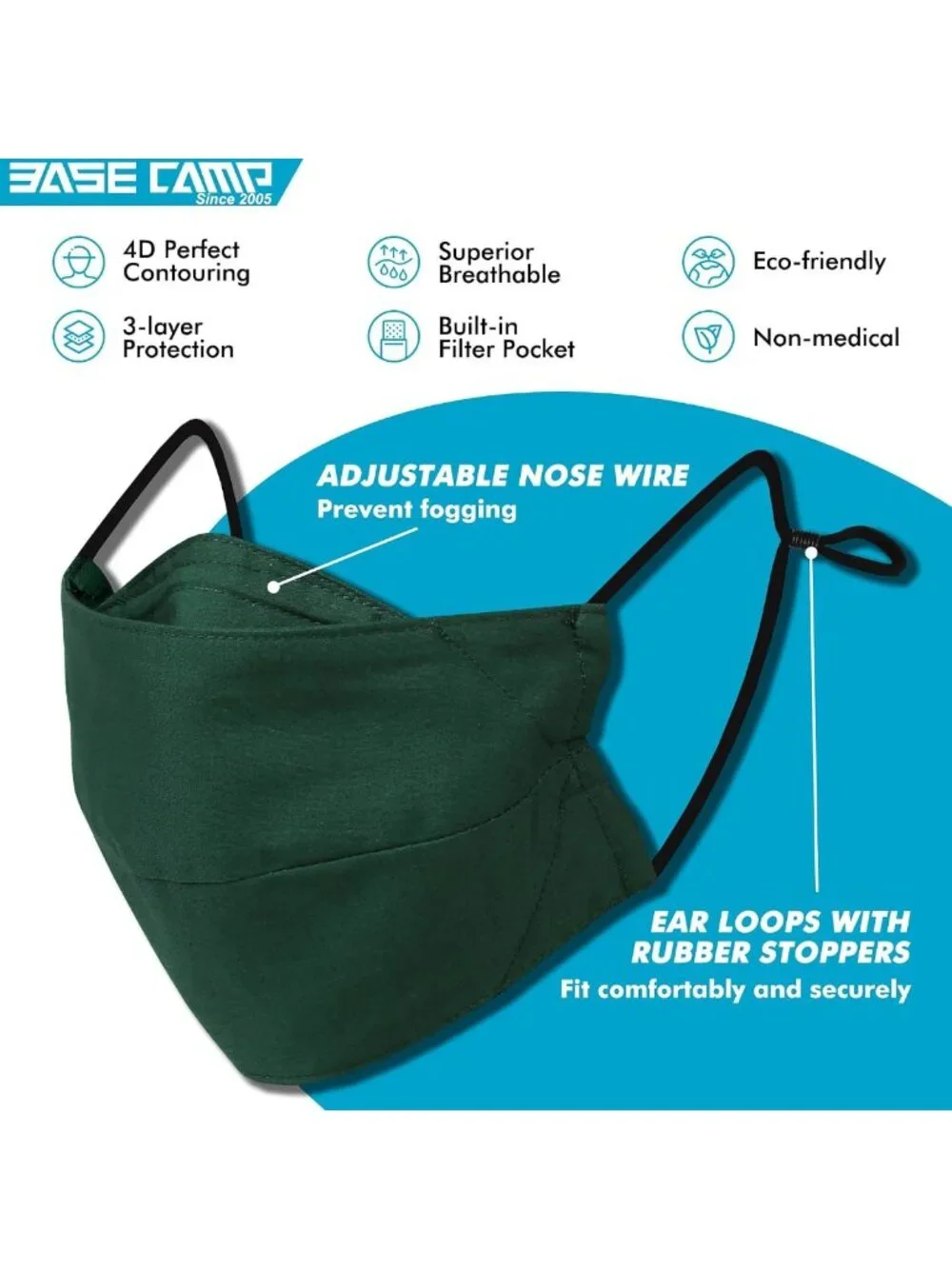 Reusable Cotton Face Masks - Washable, Adjustable, Breathable with Filter Pocket